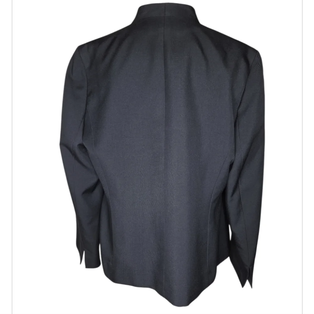 Kasper Women's Black High Neck Collarless Blazer Jacket Cuffable Sleeve Size 16W - Picture 2 of 9